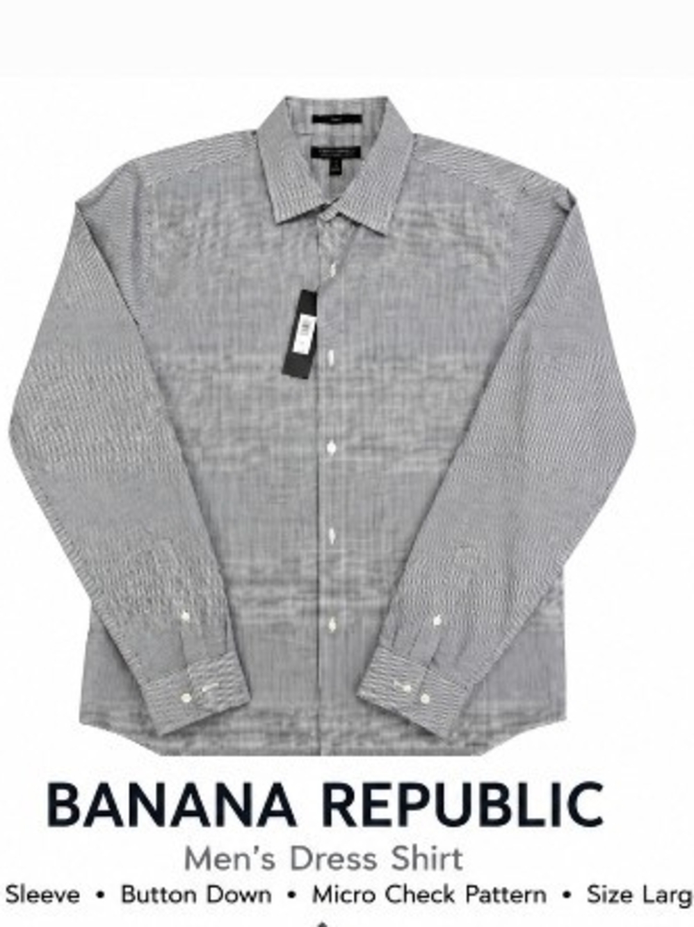 Banana Republic Men's Gray Micro-Check Dress Shirt